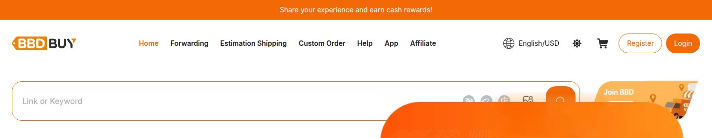 Ricerca BBDBuy: Link or Keyword per incollare un link Taobao, 1688 o Weidian